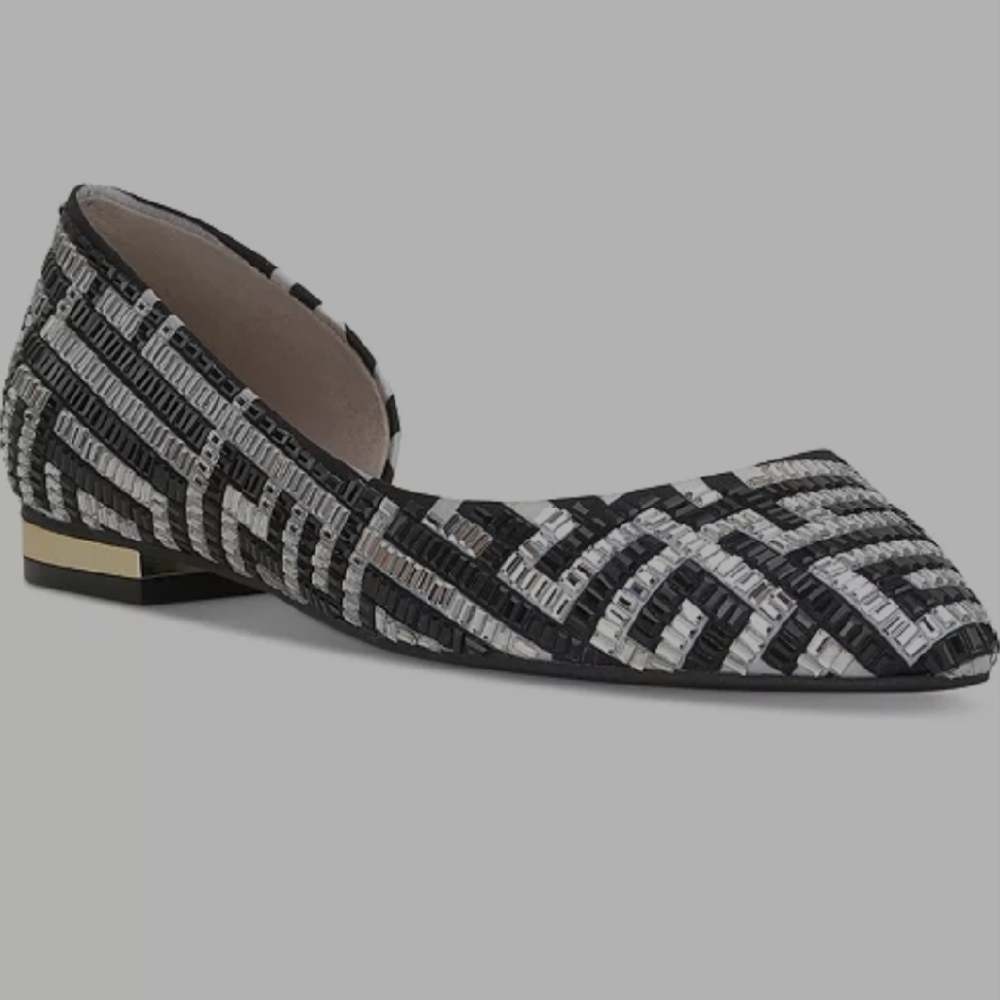 Black & White Beaded D'Orsay Flat